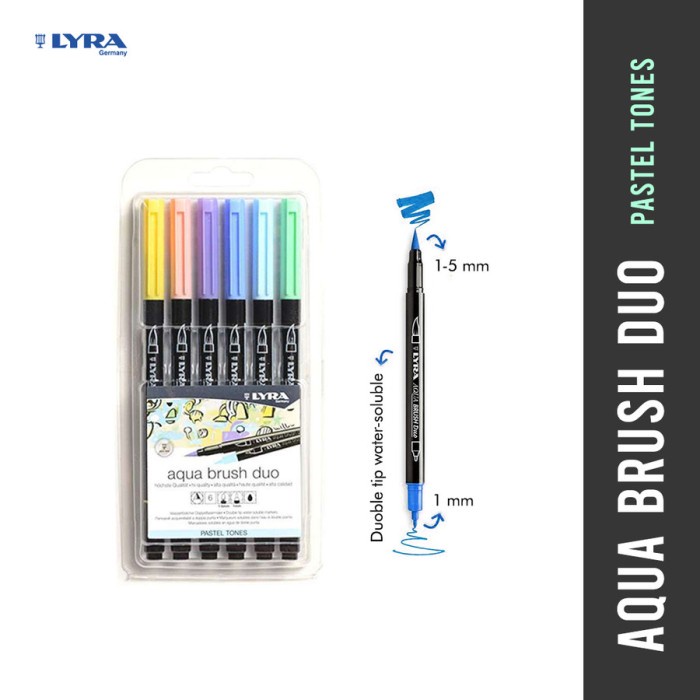 

Gaya Lyra Brush Pen / Aqua Brush Duo Set 6 Pastel Tones #6521061