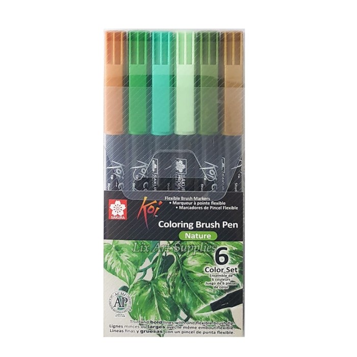 

Gaya Sakura Koi Coloring Brush Pen Set 6 - Nature Color