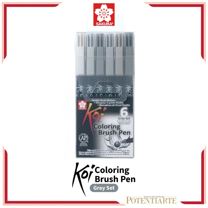 

Gaya Brush Pen Sakura Koi Gray Color Set 6 Coloring Brush Pen