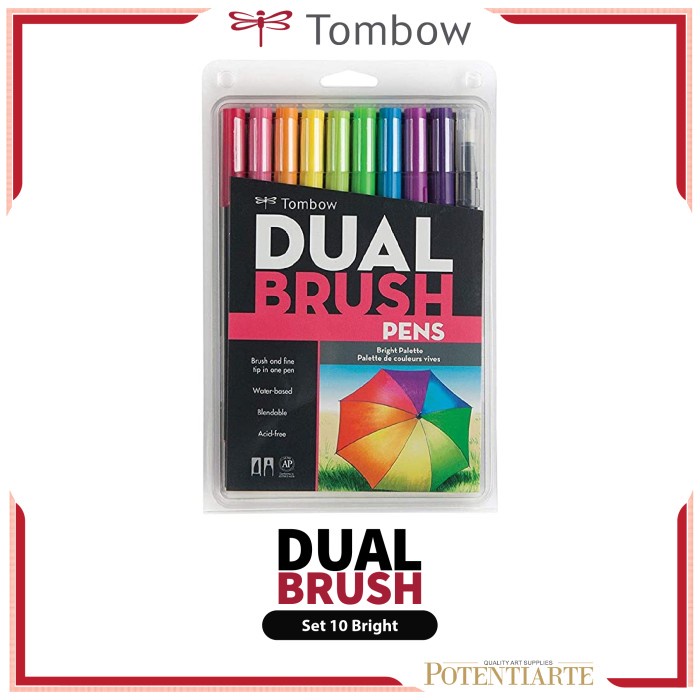 

Gaya Brush Pen Tombow Set 10 Bright Dual Brush
