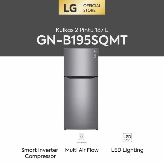 .........] LG KULKAS 2 PINTU GN-B195SQMT 187 LITER INVERTER