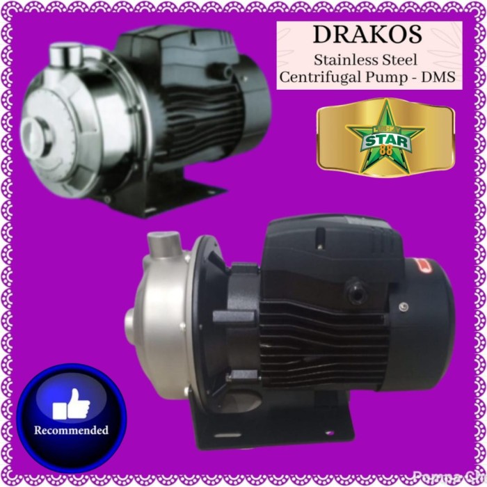 New Pompa Dorong Stainless Drakos 3Hp 2.2Kw Dms 210 380V Centrifugal Harga Khusus