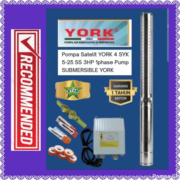 Asli Pompa Satelit York 4 Syk 5-25 Ss 3Hp 1Phase Submersible Pump Best Seller