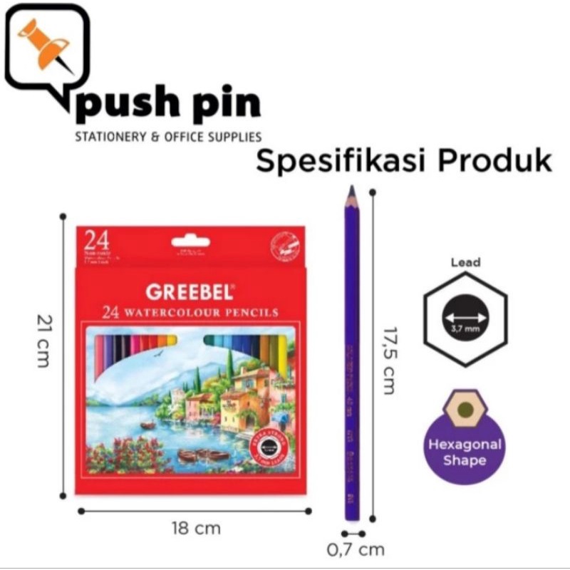 Greebel Water Colour Pencil 24 Warna  / Kelir Warna / Pensil Warna 6724