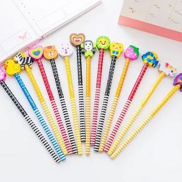 

Pensil karakter penghapus pensil lucu sudah ada penghapus nya fancy