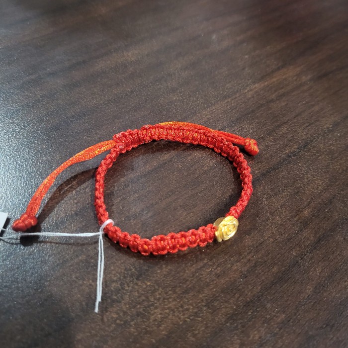 Gelang Pixu Tali Serut Bunga Mawar Terang Jaya Emas Kuning 23K