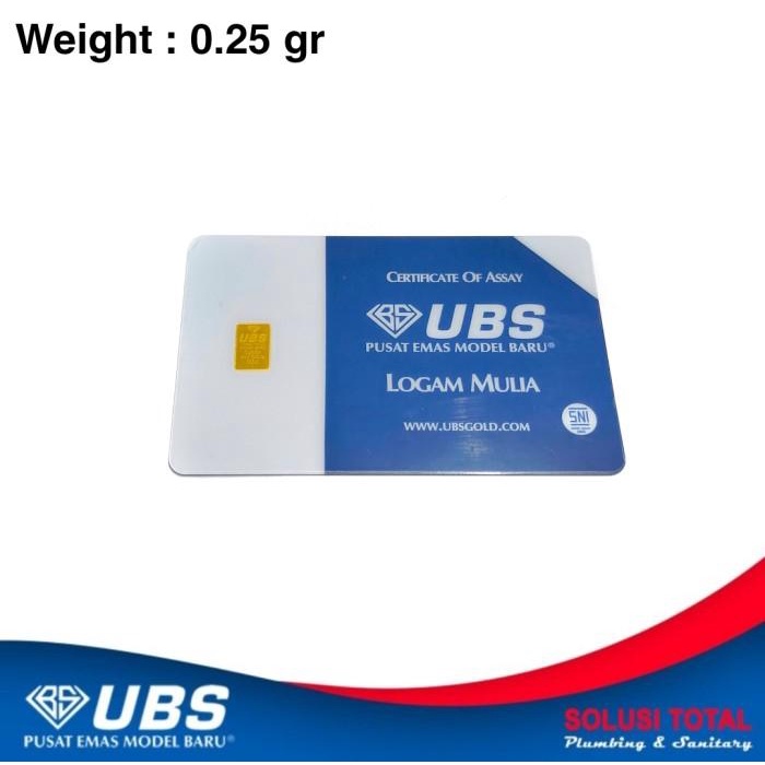 Lm Logam Mulia Emas Ubs 0,25 Gr Murni 24K 0,25 Gram 24 Karat Non-Antam