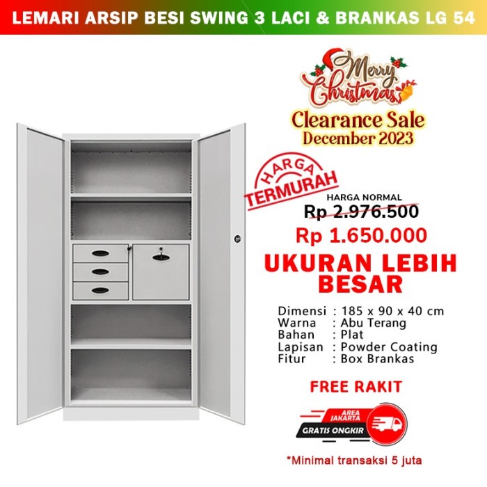 

LEMARI ARSIP BESI SWING DOOR 3 LACI DAN INCLUDE BRANGKAS LG 54