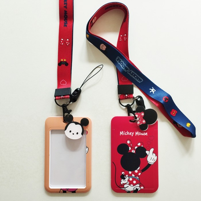 

MICKEY MINNIE MOUSE DISNEY ID CARD HOLDER LANYARD 1 NAME TAG GANTUNGAN