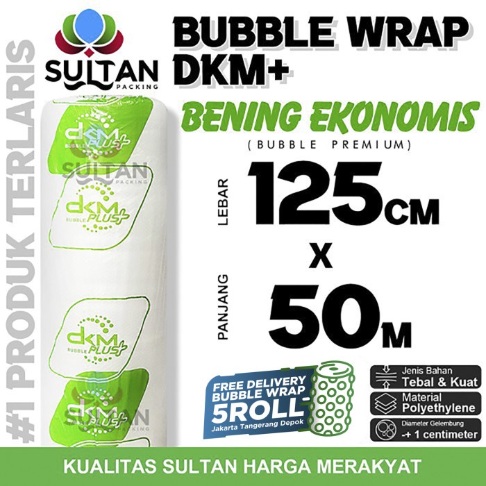 

Promo Plastik Bubble Wrap 125Cm X 50M Bening Dkmplus Ekonomis Termurah