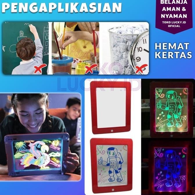 

LCD Writing Tablet LED Papan Tulis Pad Menggambar Neon Pen 9inch