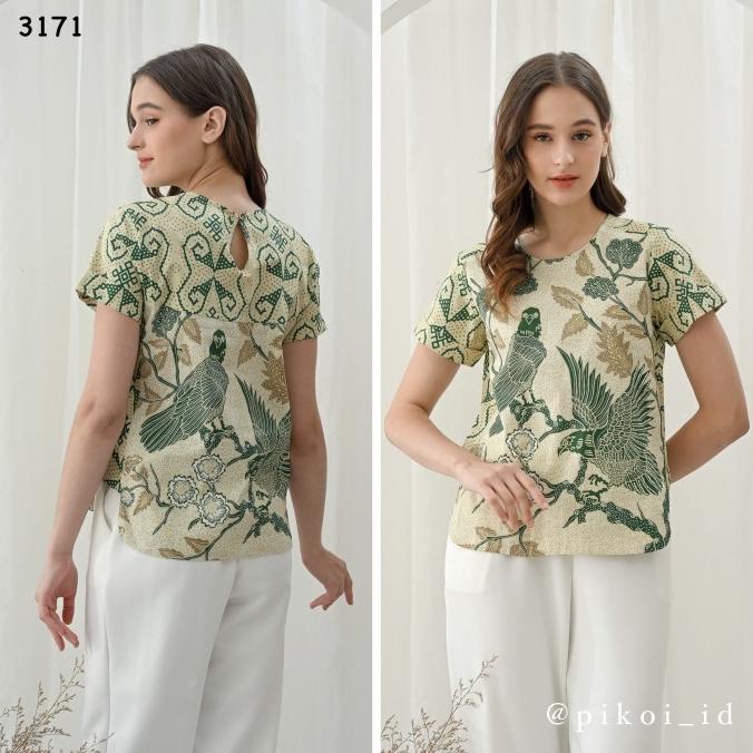 Atasan Baju Batik Modern Lengan Pendek / Seragam Batik Kantor Wanita Limited Edition