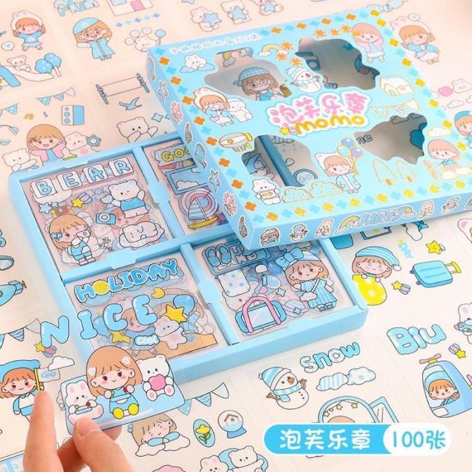 

Stiker Aesthetic Lucu Transparant 1 kotak isi 100 lembar / Stiker HP TSS