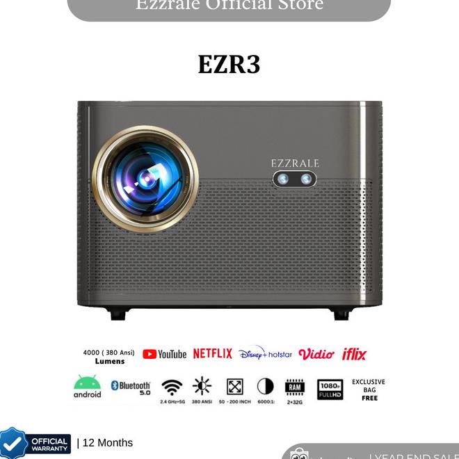 Ezzrale Ezr3 Smart Android Projector 380 Ansi Lumens