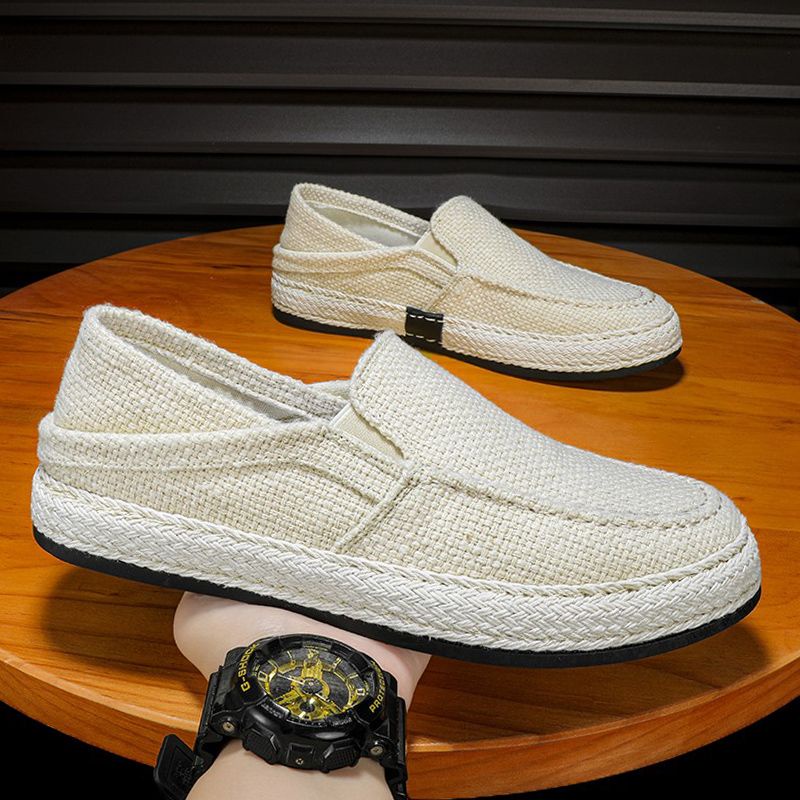 Sepatu Kanvas Pria, Slip On Lofter Kasual Hak Kanvas