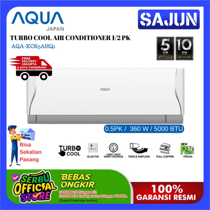 Aqua Ac Split 1/2 Pk Aqa-Kr5Ahq Turbo Cool Ac 0.5Pk Kr-5Ahq Ready