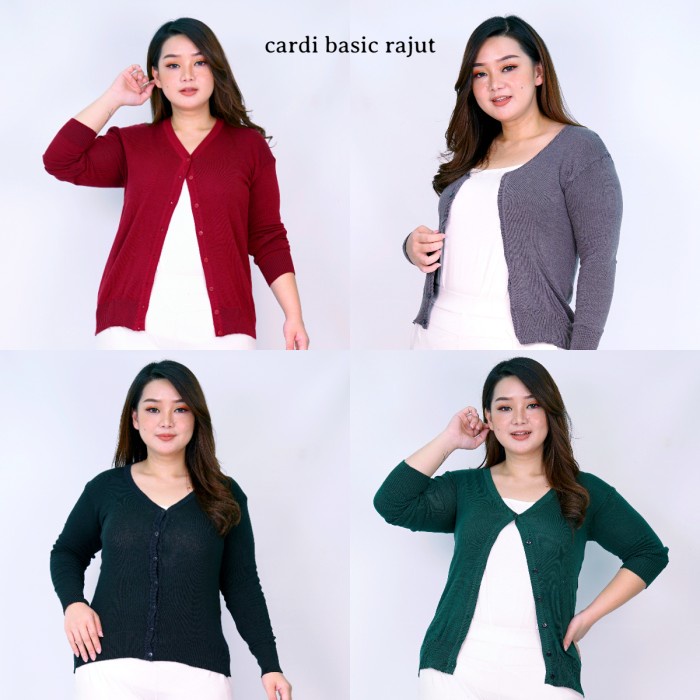 KC880 STAYL - Cardigan Basic Rajut Benang Spandek Kardigan Wanita XL s BIG SALE