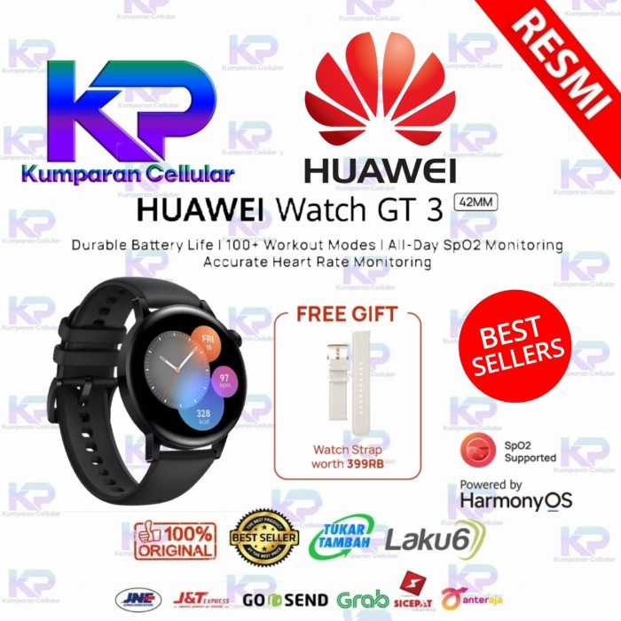 HUAWEI WATCH GT3 GT 3 42MM BLACK GARANSI RESMI