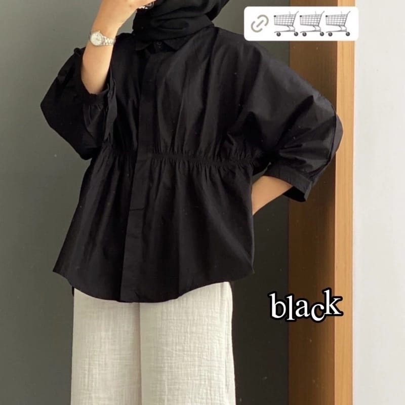 I87 ALYA BLOUSE POLOLINEN POLO LINEN WANITA MUSLIMAH KEMEJA PANJANG BTCSOLO TERMURAH NA7