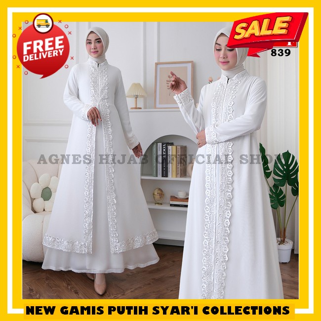 Gamis Wanita Kekinian Dewasa Terbaru 2024 Putih Bw Tulang Abya Baju Muslim Dewasa Ibadah Haji Prempu