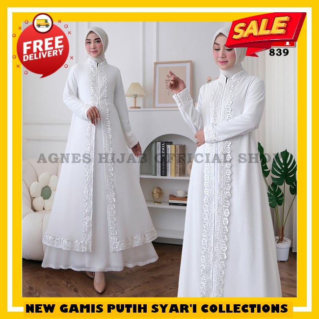 Baju Muslim Dewasa Ibadah Haji Prempuan Tanah Suci Gsmis Gamees Abaya Putih Bw Pengajian Panjang Baju Muslim Games Gsamis Lbaran Longdres Muslimah Kondangan Games Ibu Ibu Lebaran Ied Pkaian Cewek Gamis Wanita Kekinian De Agnes Hijab - Gamis Abaya Putih Vi