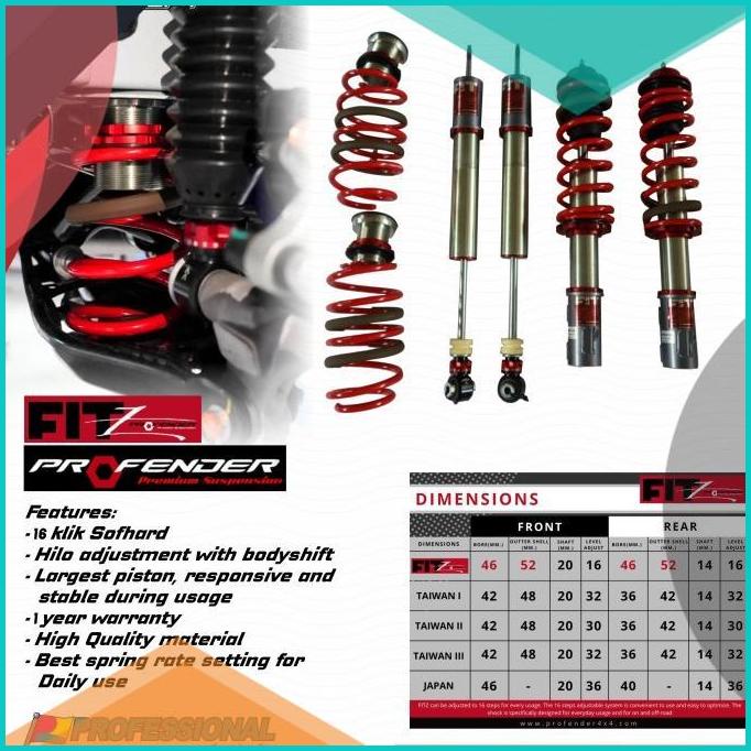 Shockbreaker Suspensi COILOVER PROFENDER FITZ Brio Mobilio City Freed