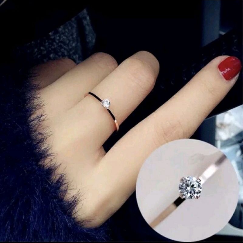 CINCIN WANITA SIMPLE DAN ELEGAN  SOLITER TITANIUM ROSEGOLD