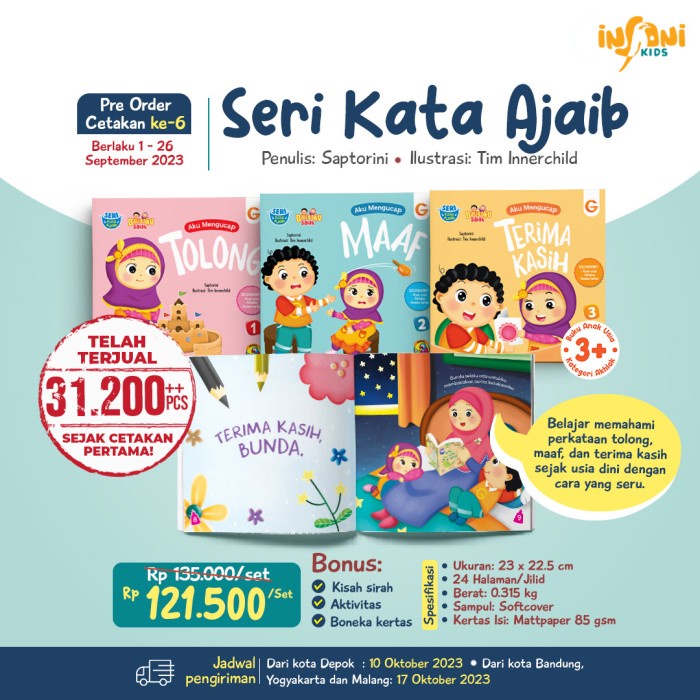 

[SALE MURAH] BUKU SERI KATA AJAIB BALITAKU SALEH 1 SET DAPET 3 BUKU PRODUK TERBATAS