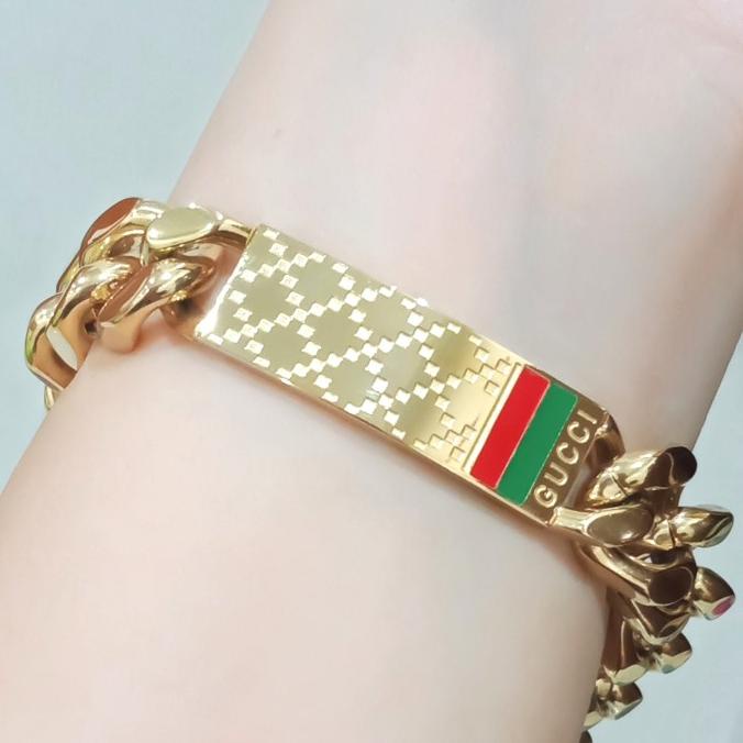Gelang Rantai Titanium Gelang Pria/Wanita Model Guccii Berkualitas