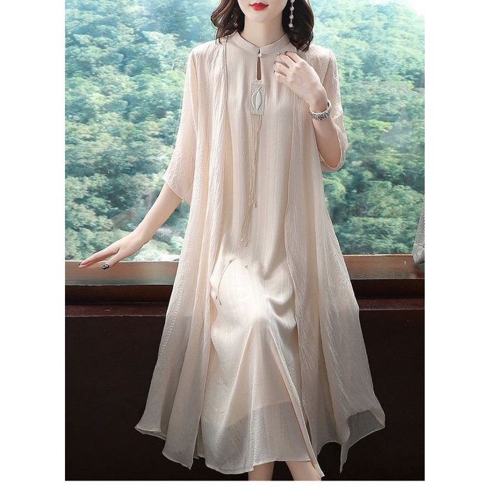 Long Dress One Set Outer Hanfu Retro Qipao Chinese Women Style