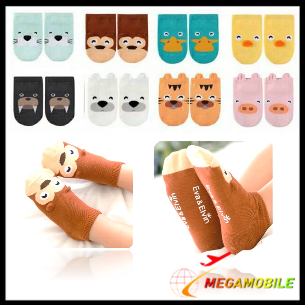 MM - Kaos Kaki Bayi Anti Slip Pendek Karakter Hewan 6472 Kaos Kaki Anak Perempuan Laki Laki Motif He
