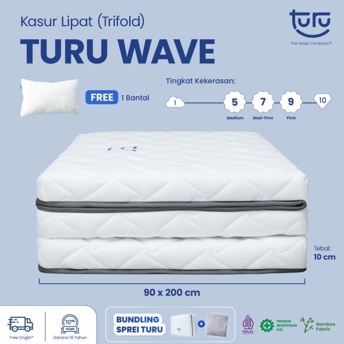 Kasur Lipat Lantai Trifold Premium TURU Wave Rebounded uk. 10x90x200