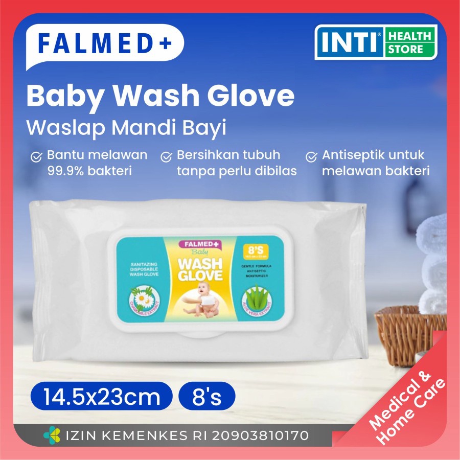 Falmed | Baby Wash Glove Powder 8's | Waslap Bayi | Was Lap | Wash Lap