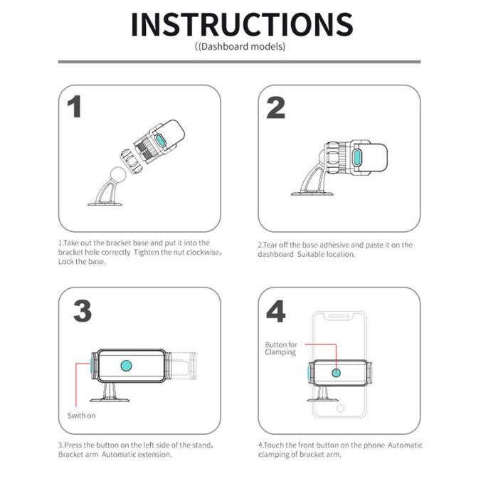 Holder HP Mobil Jepit AC Otomatis 3in1 Phone Stand Dashboard Kaca