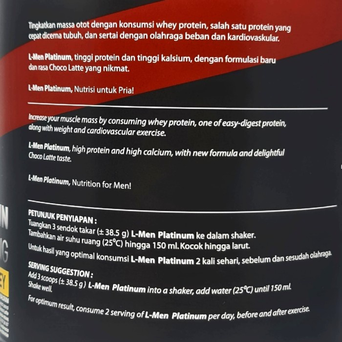 L-Men Platinum Whey 800 Grams Protein L Men Lmen Susu Gym Fitness Bpom