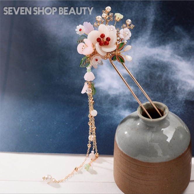 Tusuk Konde Pink Azalea Chinese Hairpin Wedding Aksesoris Sangjit