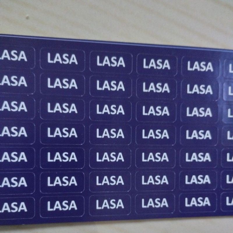 

Stiker label lasa biru persegi