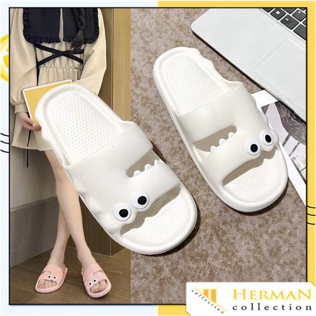HC Sandal Selop Unisex Cute Crocodile 6849 Sendal Rumahan Cewek Cowok Motif Buaya Bahan Karet Tebal 