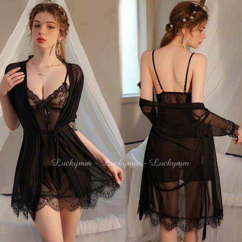 Sexy Lingerie Kimono Baju Tidur Seksi Wanita One Set 22