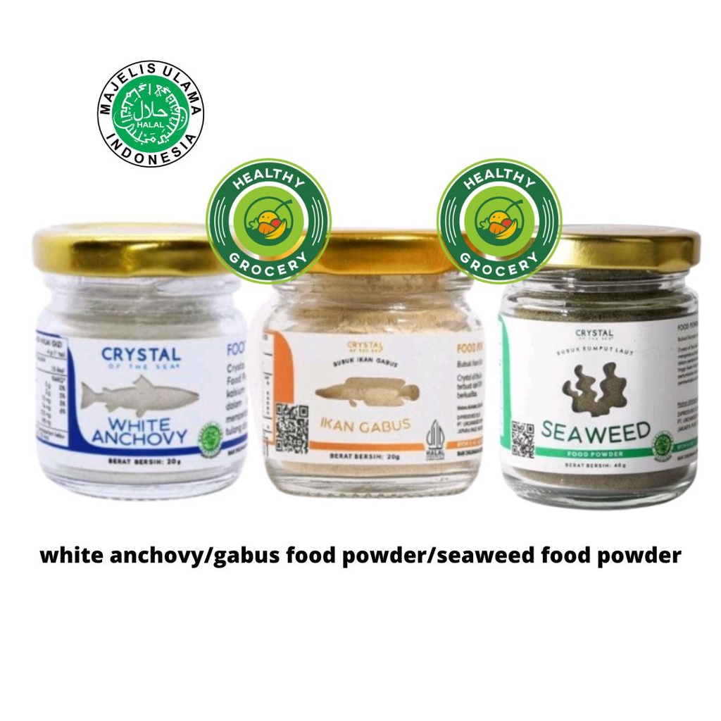 

Crystal Of The Sea White Anchovy Powder 20Gr / Gabus Food Powder 20Gr / Seaweed Food Powder