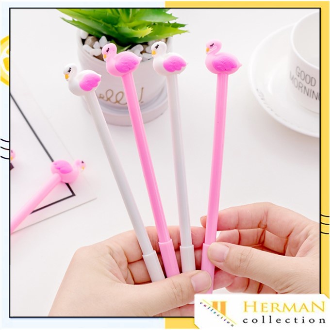 

HC Pena Karakter Flaminggo Pulpen Gel Karakter Burung Bangau Lucu Alat Tulis Sekolah Kantor ATK Pena 3D Pulpen Murah