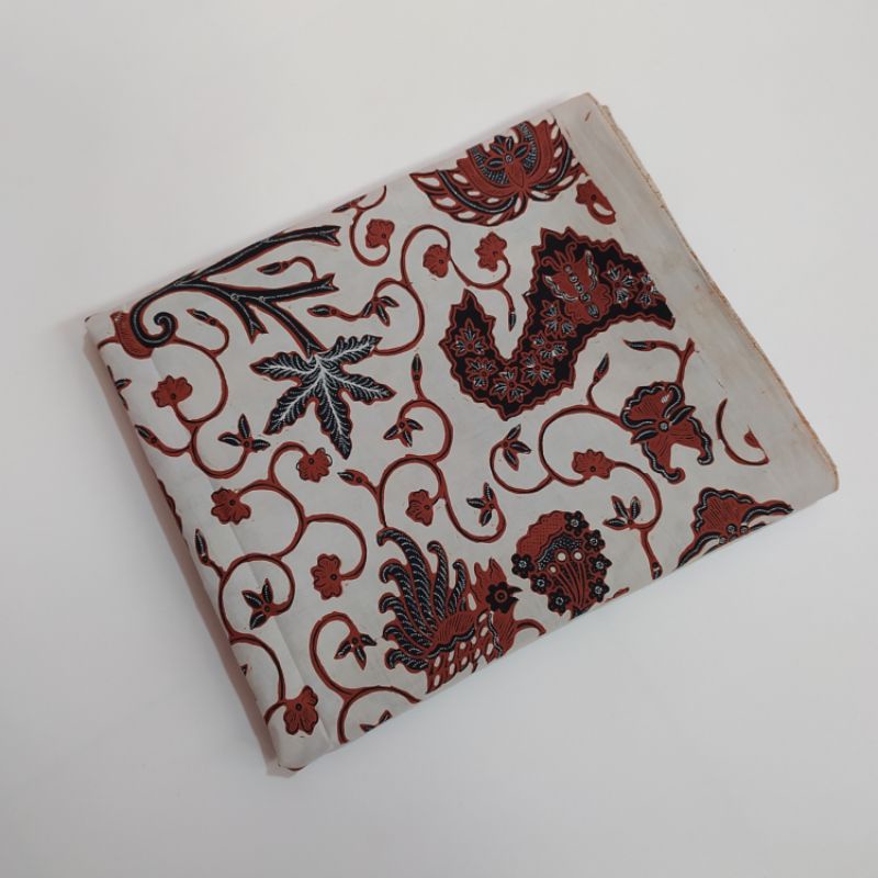 Kain jarik batik panjang sogan jogja kombinasian motif klasik wahyu tumurun latar putih