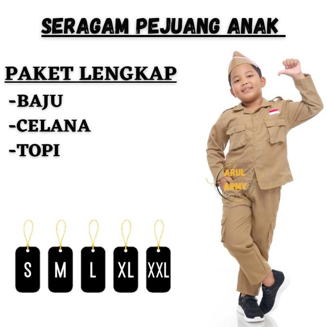 SERAGAM PEJUANG VETERAN ANAK BAJU PEJUANG VETERAN ANAK KOSTUM TNI AD