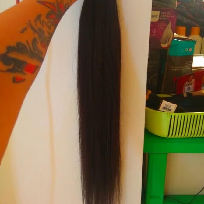 rambut sambung 120helai panjang 65cm asli rambut potong manusia smooth