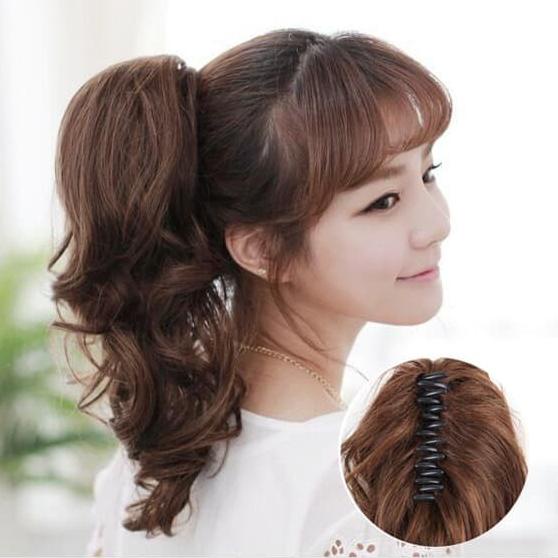 CPT hair clip jepitan ponytail curly wavy rambut palsu kuncir kuda