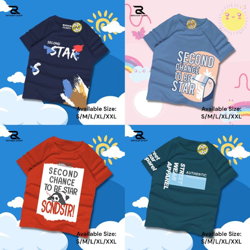 KAOS ANAK COWOK SECOND STAR PREMIUM USIA 1-12 TAHUN / KAOS DISTRO ANAK COWOK