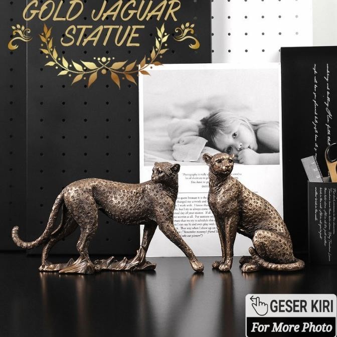 SALE Gold JAGUAR Statue Patung Hiasan Pajangan JAGUAR Emas Macan Singa