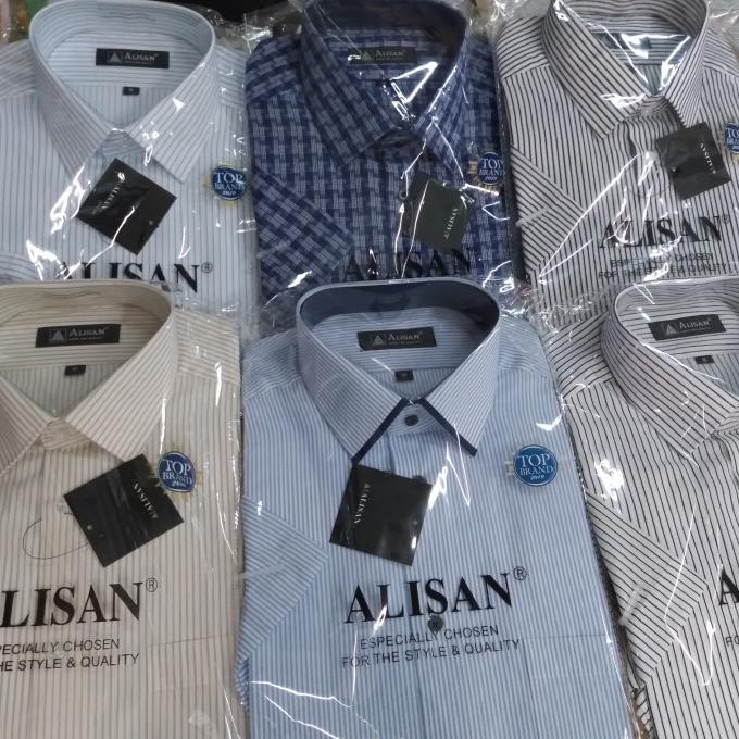Kemeja Pria Alisan Motif Lengan Pendek Original Size 14.5 -16 Berkualitas