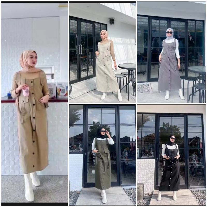 Overall wanita/Jumpsuit bahan melar/outfit muslimah/baju kodok korean style
