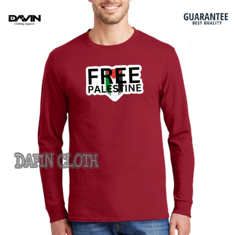 Kaos Pria Baju Tshirt Lengan Panjang Free Palestina